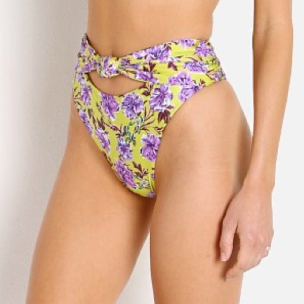 Beach Riot Robyn Bikini Bottoms in Lime Punch Gardenias